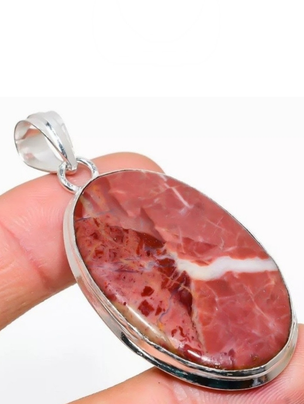 Red Jasper Gemstone Jewelry Handmade 925 Sterling Silver Pendant Necklace